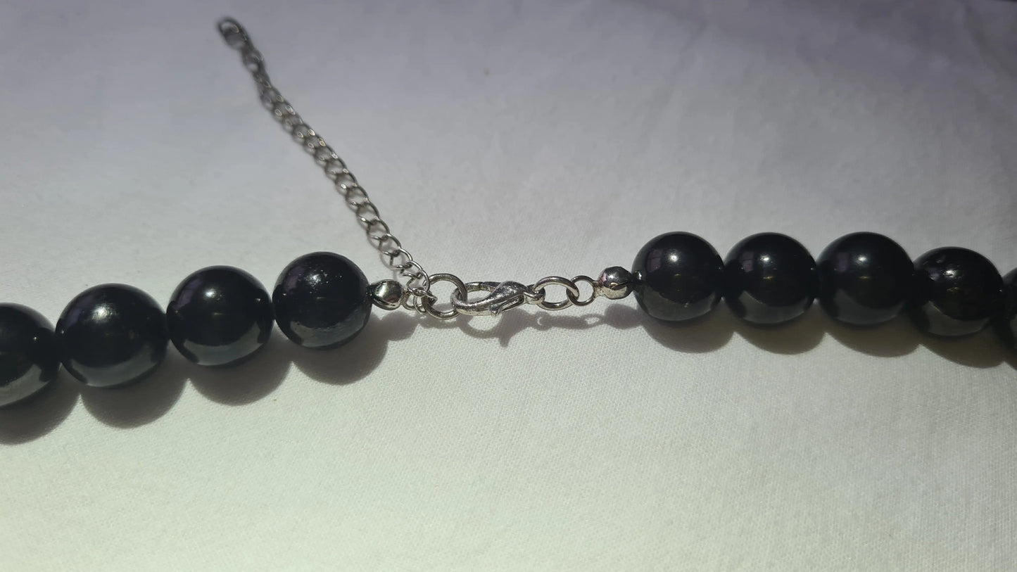 Collier Shungite 12mm Cristal Roche