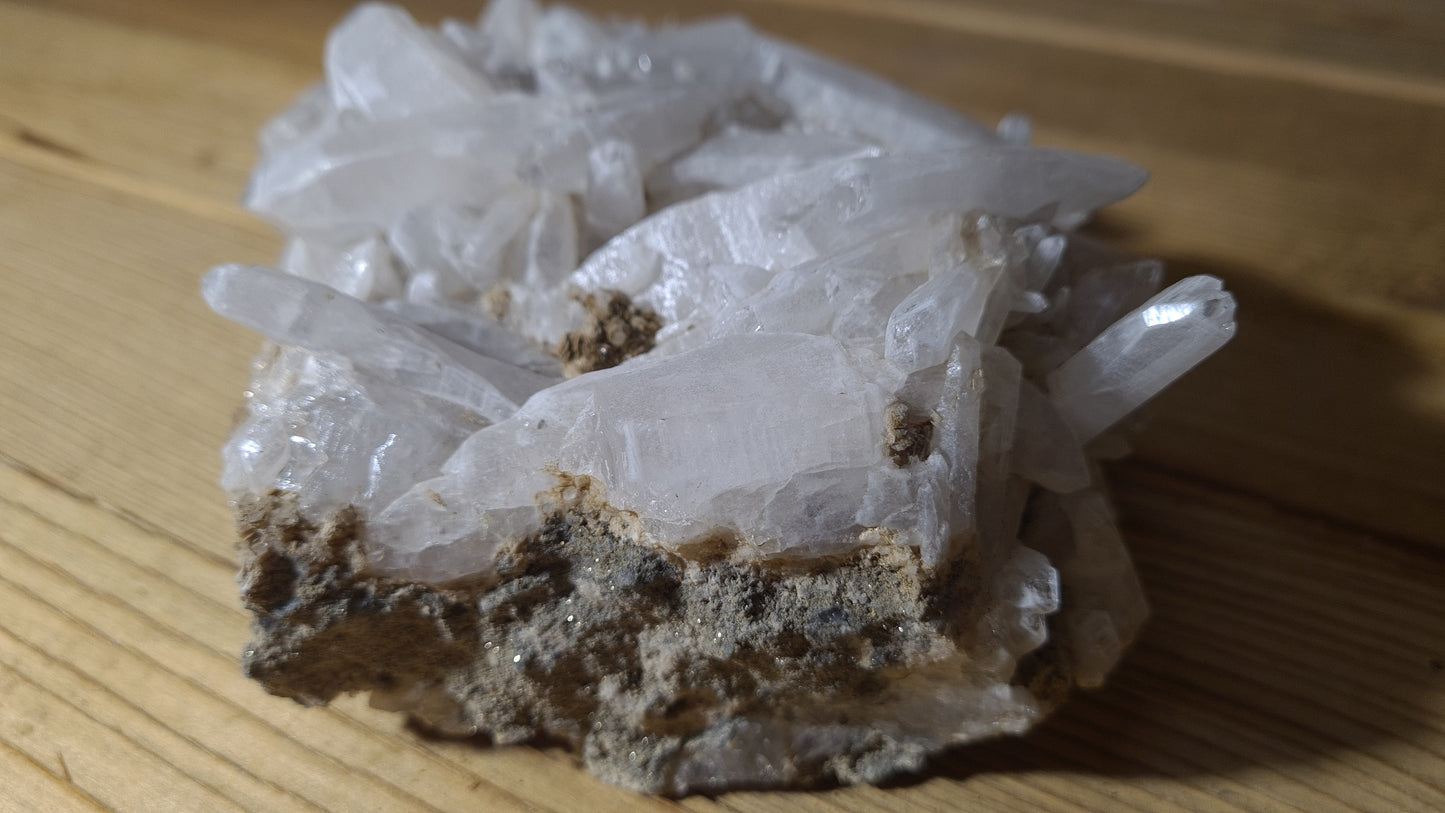 Blue apatite and calcite crystal