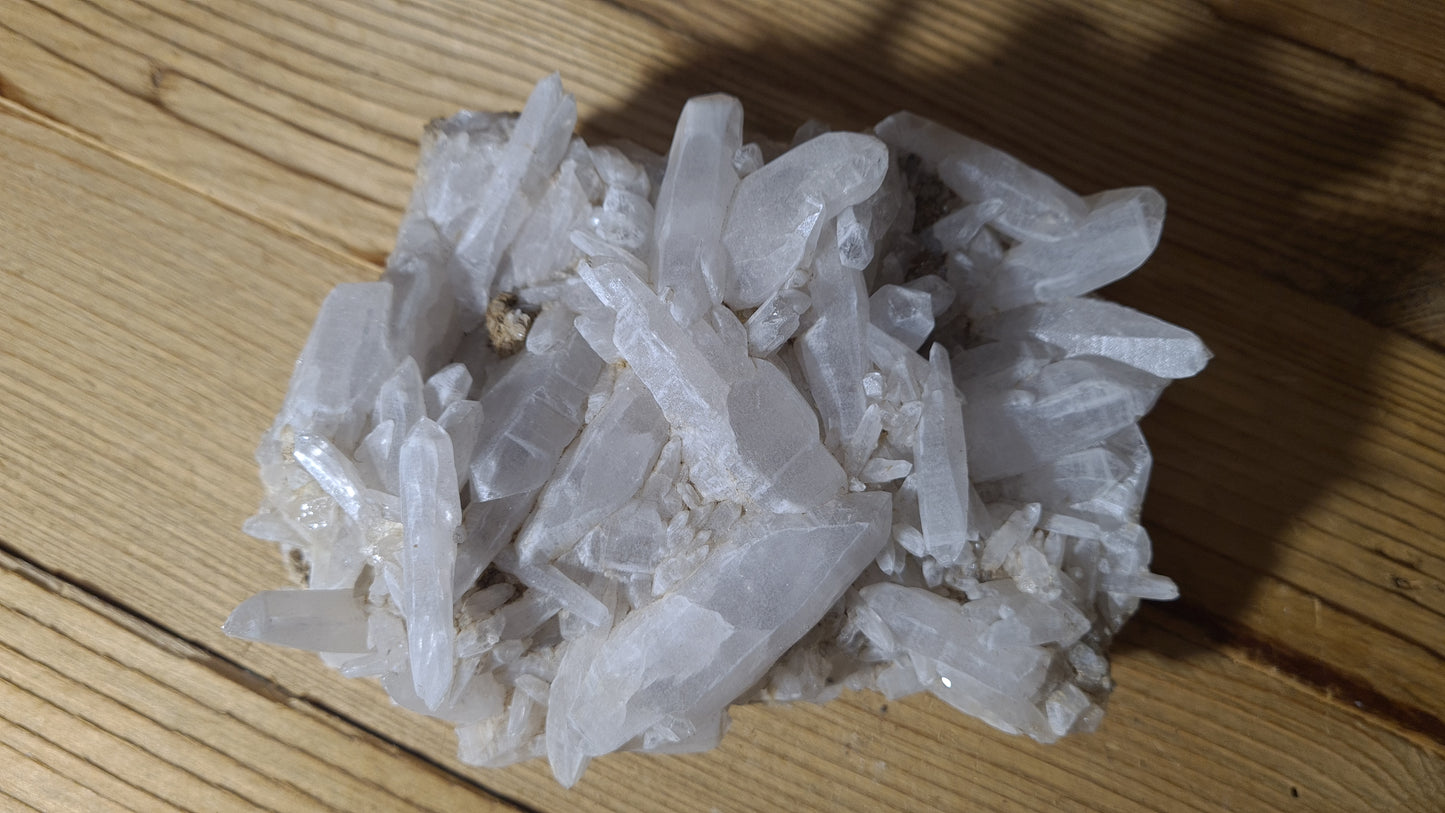 Blue apatite and calcite crystal