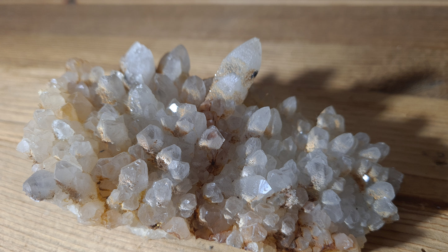 Blue apatite and calcite crystal