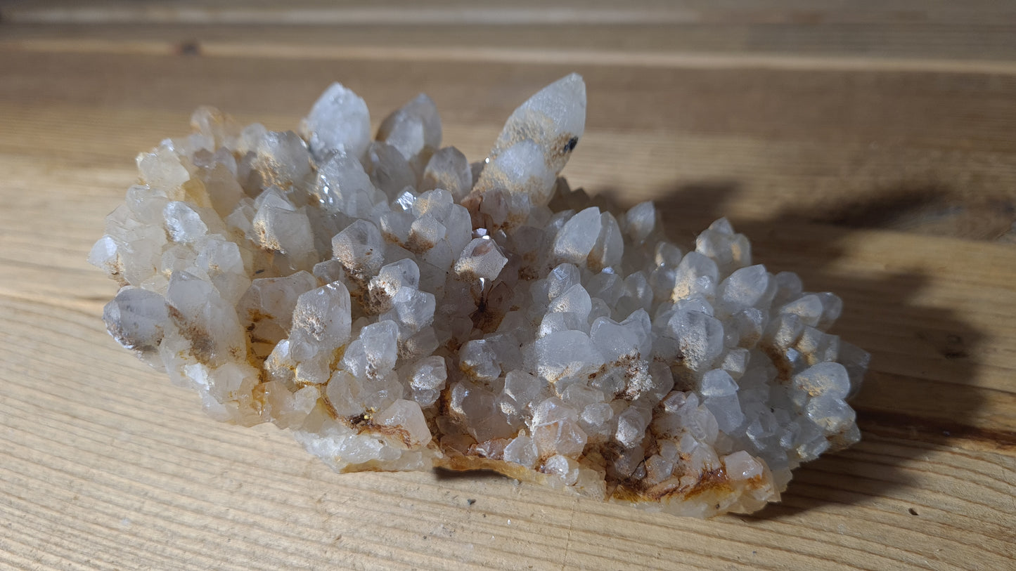 Blue apatite and calcite crystal