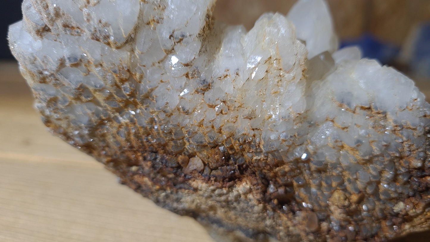 Blue apatite and calcite crystal