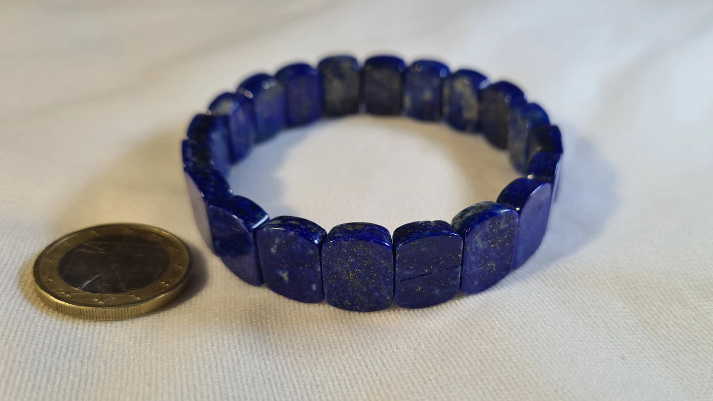 Bracelets plat de lapis lazuli 17cm Cristal Roche