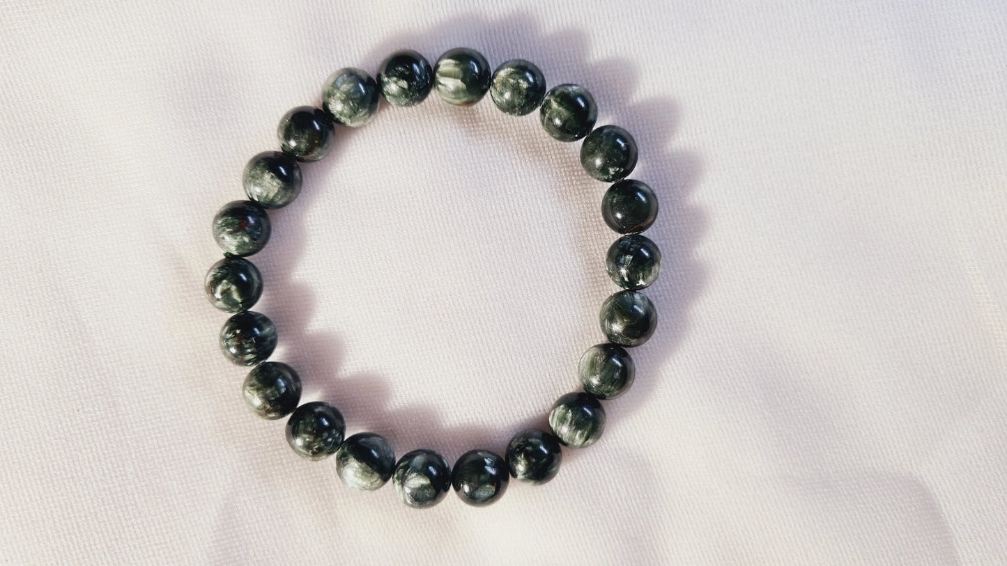 Bracelets de perles de séraphinite 9mm / 19.8cm Cristal Roche