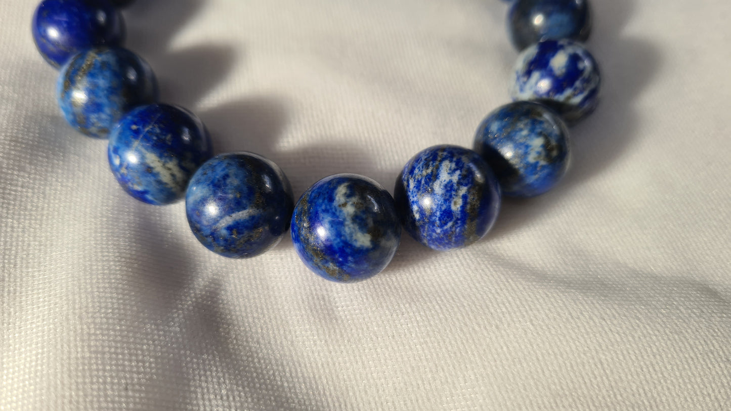 Bracelets de perles de lapis lazuli 12mm / 20cm