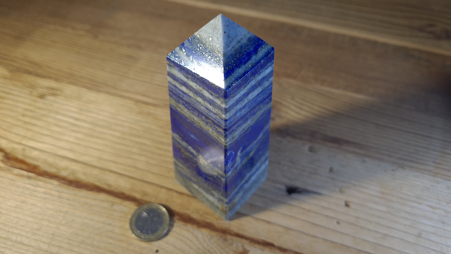 Tower / Obelisk 4 faces, 13.2cm, lapis lazuli