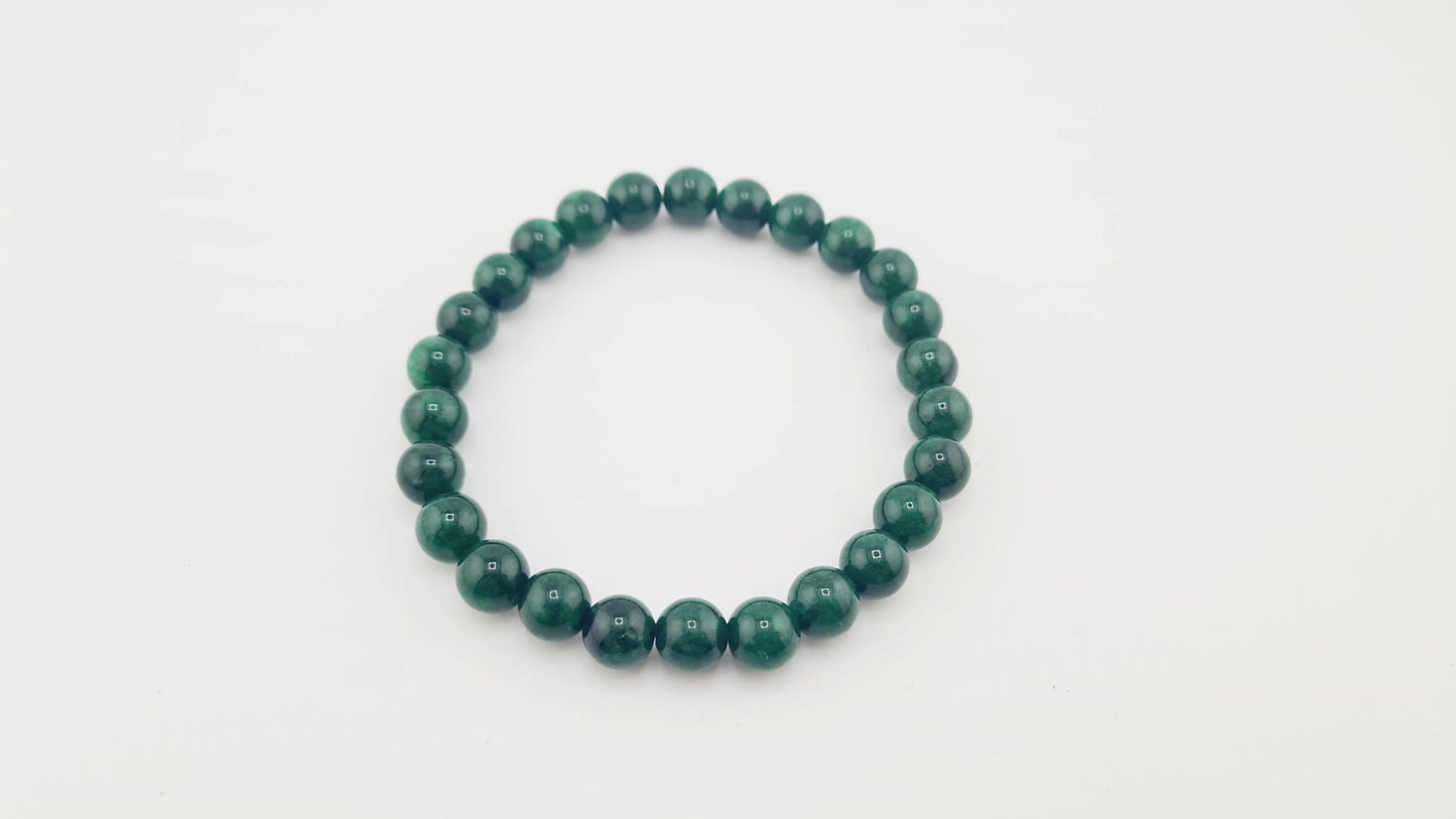 Bracelet en jade néphrite de Chine 8mm Cristal Roche
