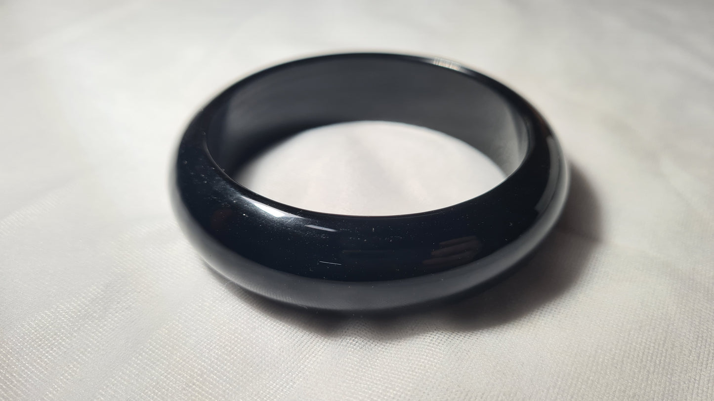 Bracelet massif "jonc" en obsidienne