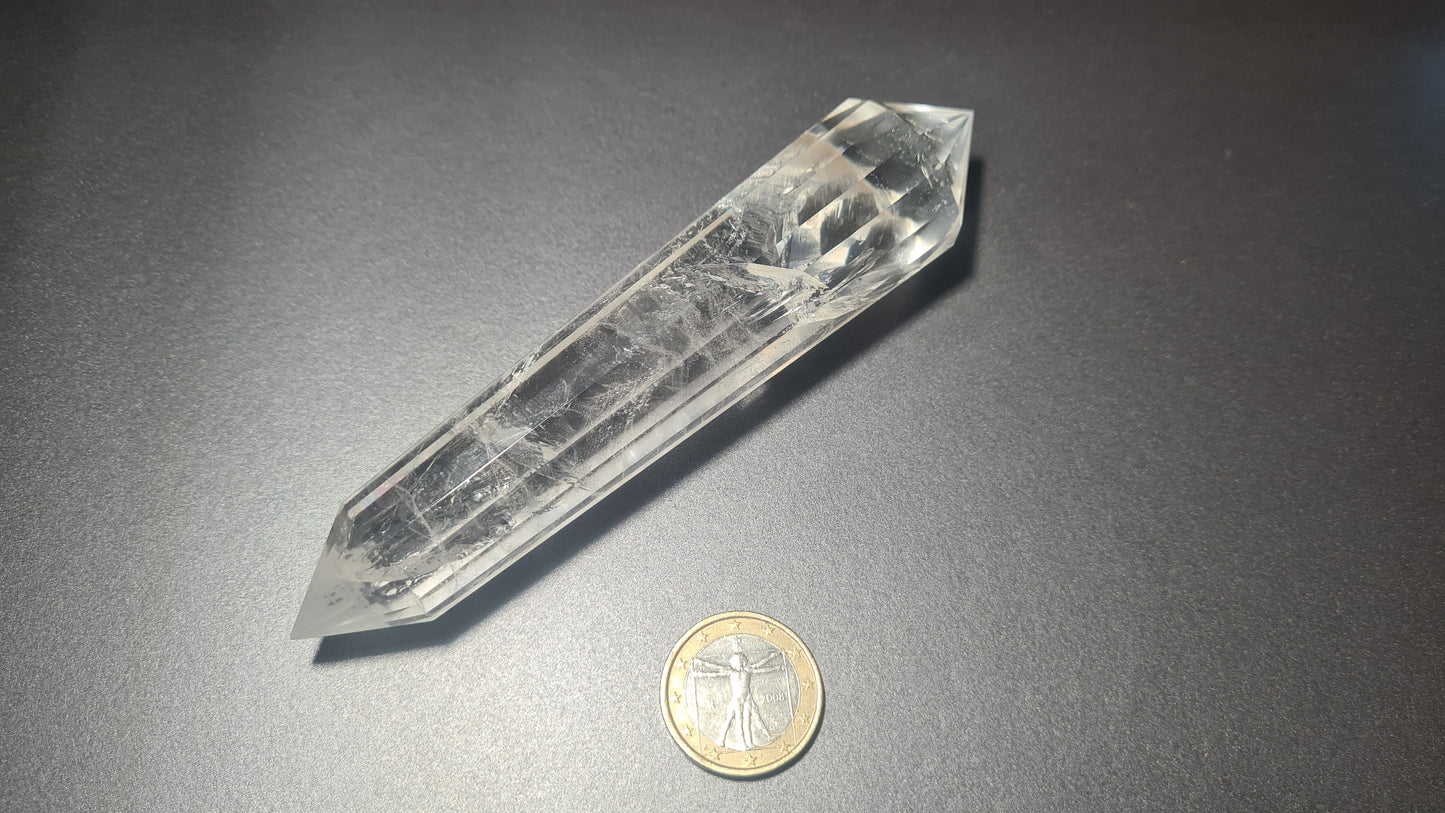 Cristal de quartz - 16 faces - 13.5 x 2.9 cm - 148g
