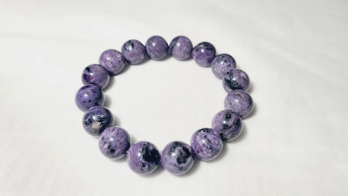 Bracelet en perles de charoïte de 13mm / 20.8cm Cristal Roche