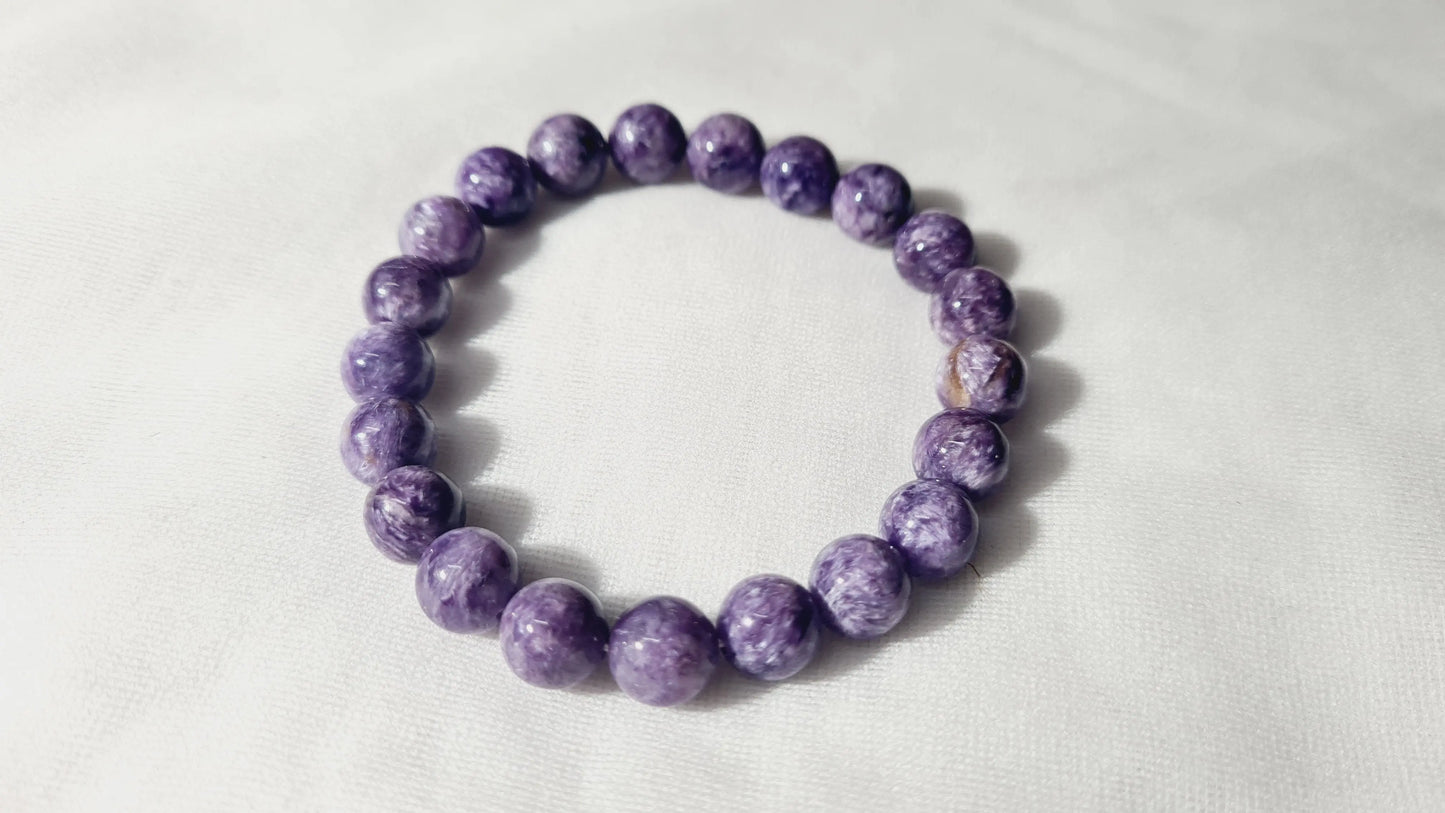 Bracelet en perles de charoïte 8mm / 16.8cm Cristal Roche