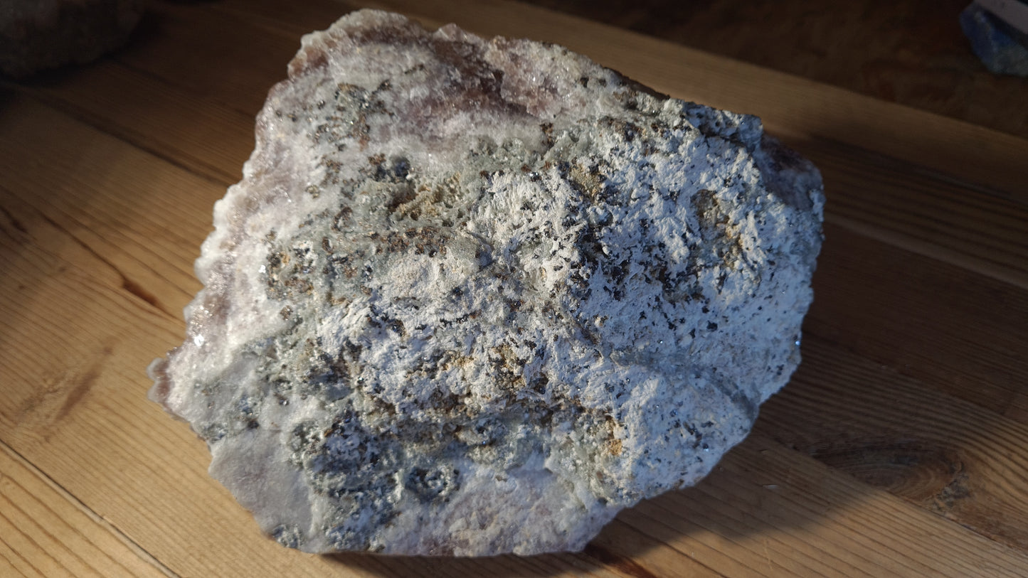 Blue apatite and calcite crystal