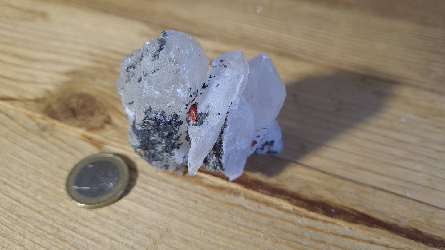 Blue apatite and calcite crystal