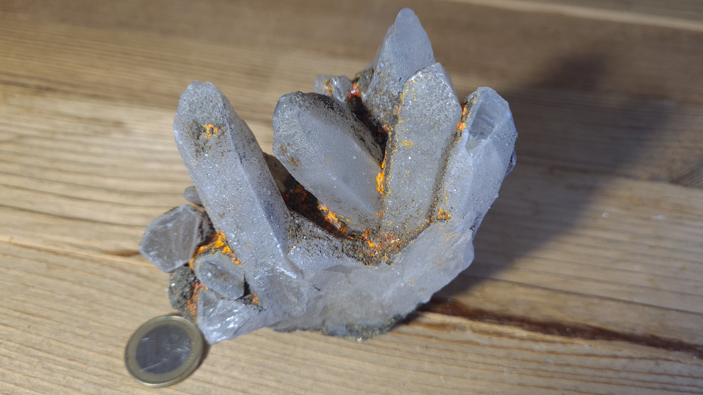 Blue apatite and calcite crystal