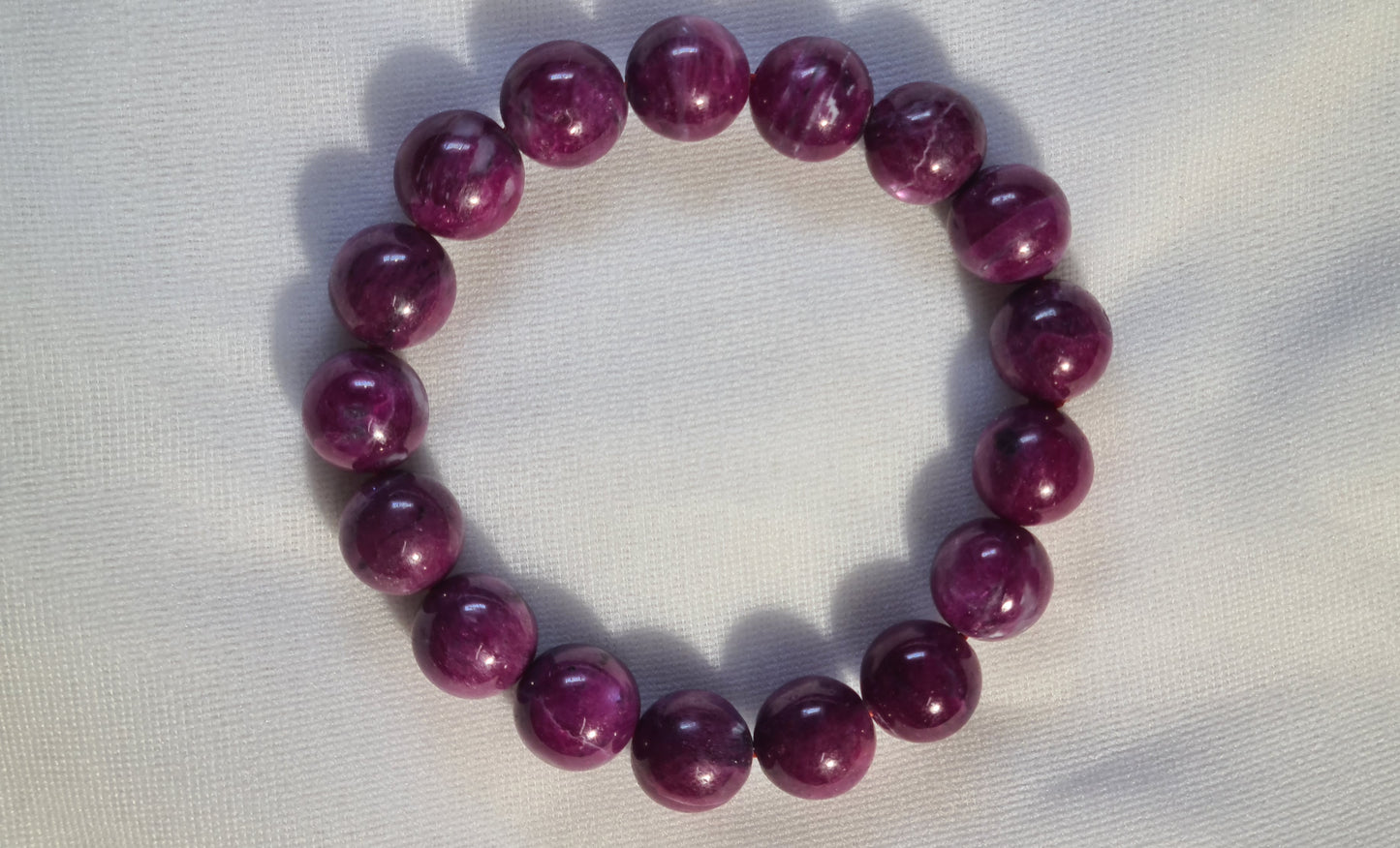 Bracelets de perles de rubis 10mm / 17cm