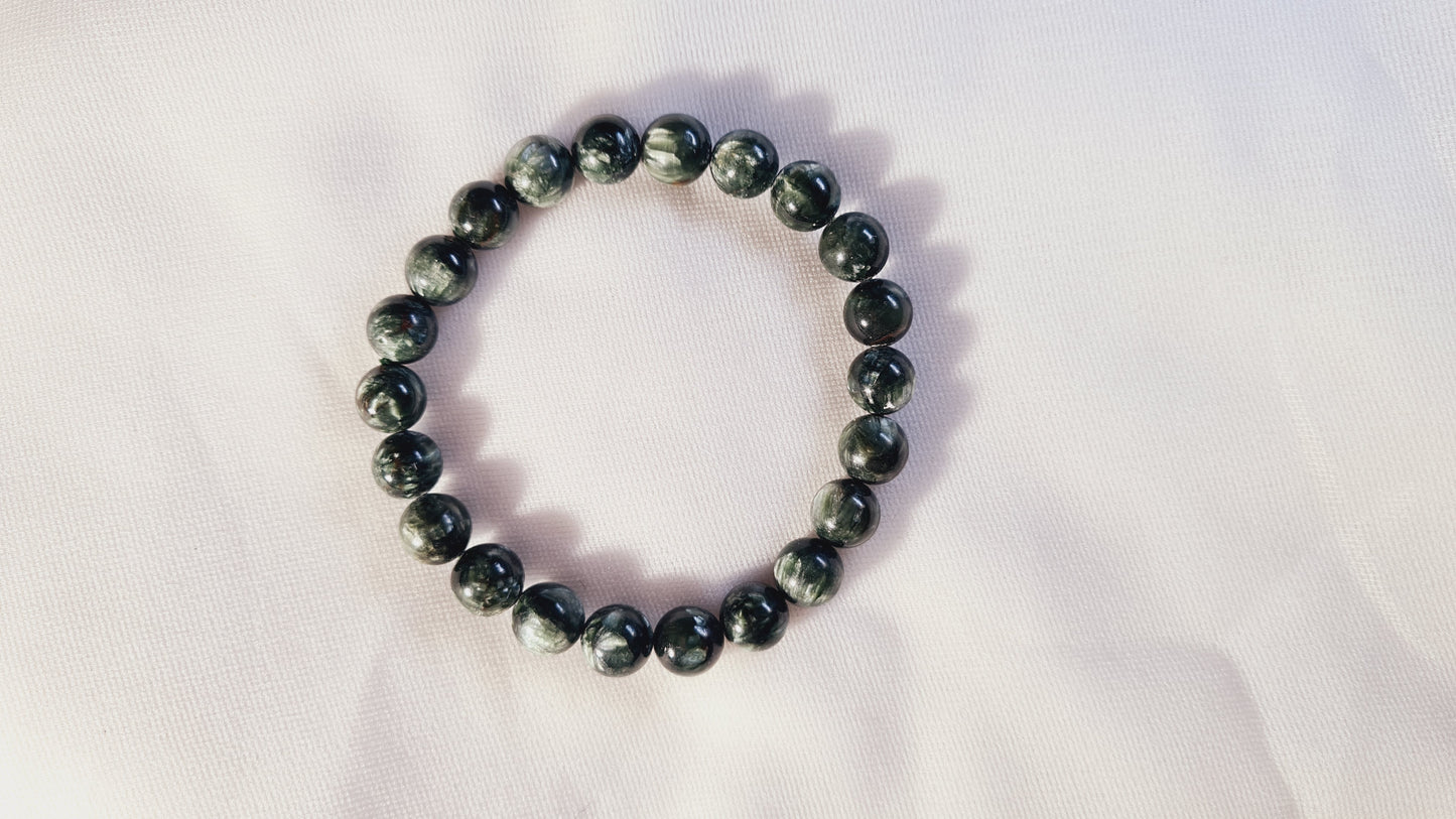 Bracelets de perles de séraphinite 9mm / 20cm