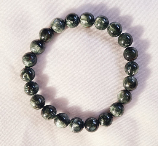 Bracelets de perles de séraphinite 9mm / 20cm