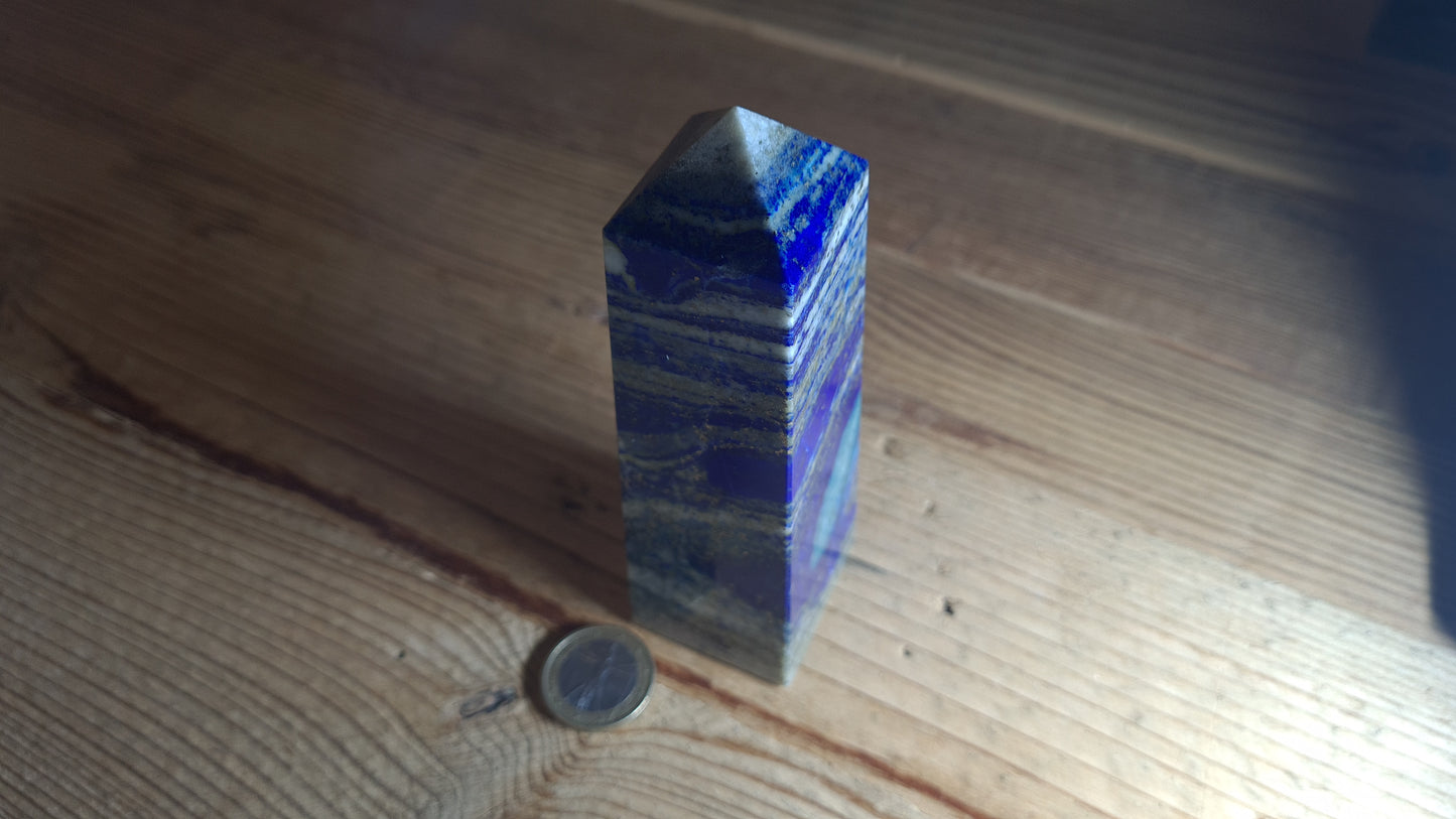 Tower / Obelisk 4 faces, 12cm, lapis lazuli