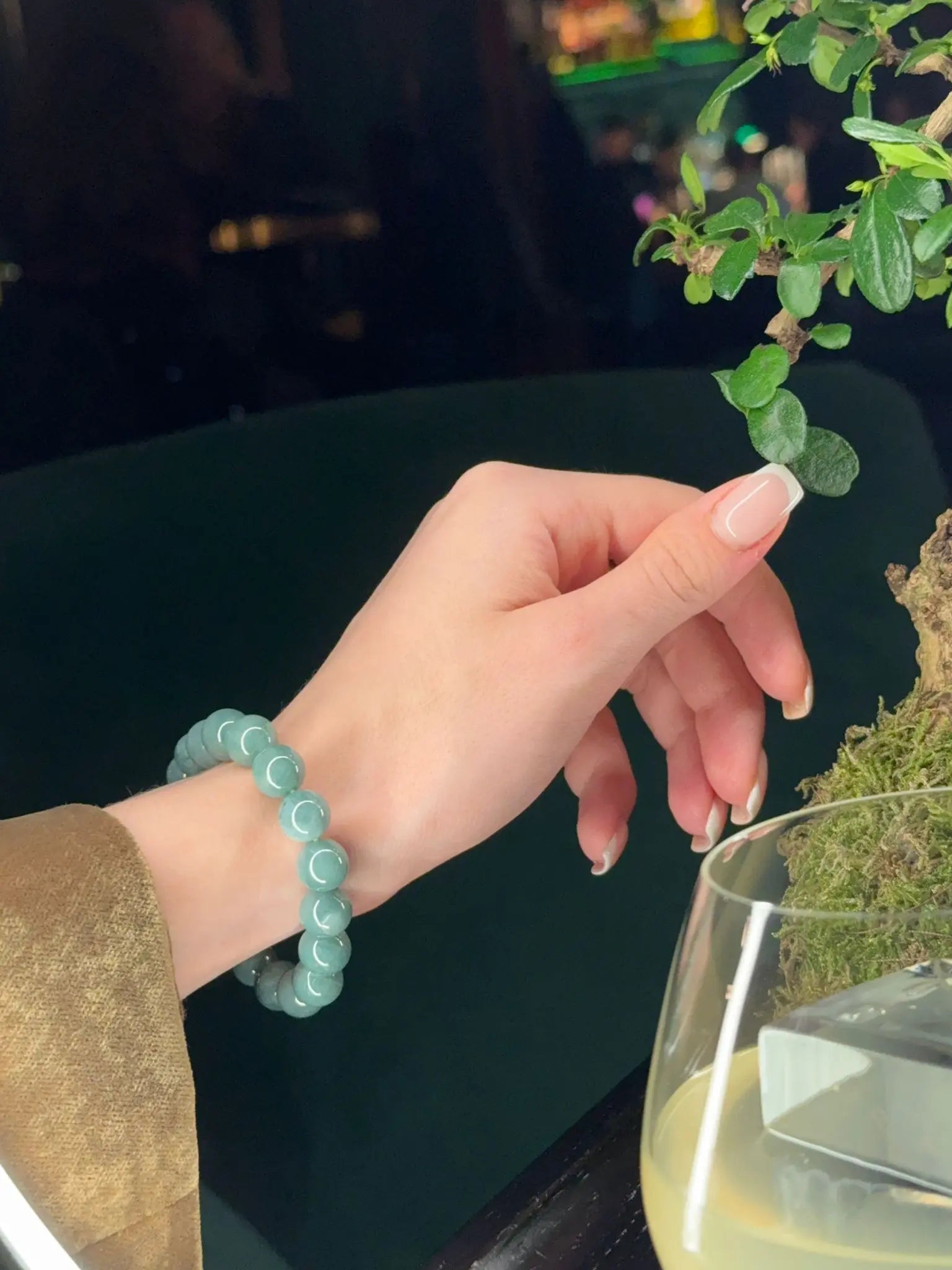 Bracelet en jade néphrite de Chine 10mm Cristal Roche