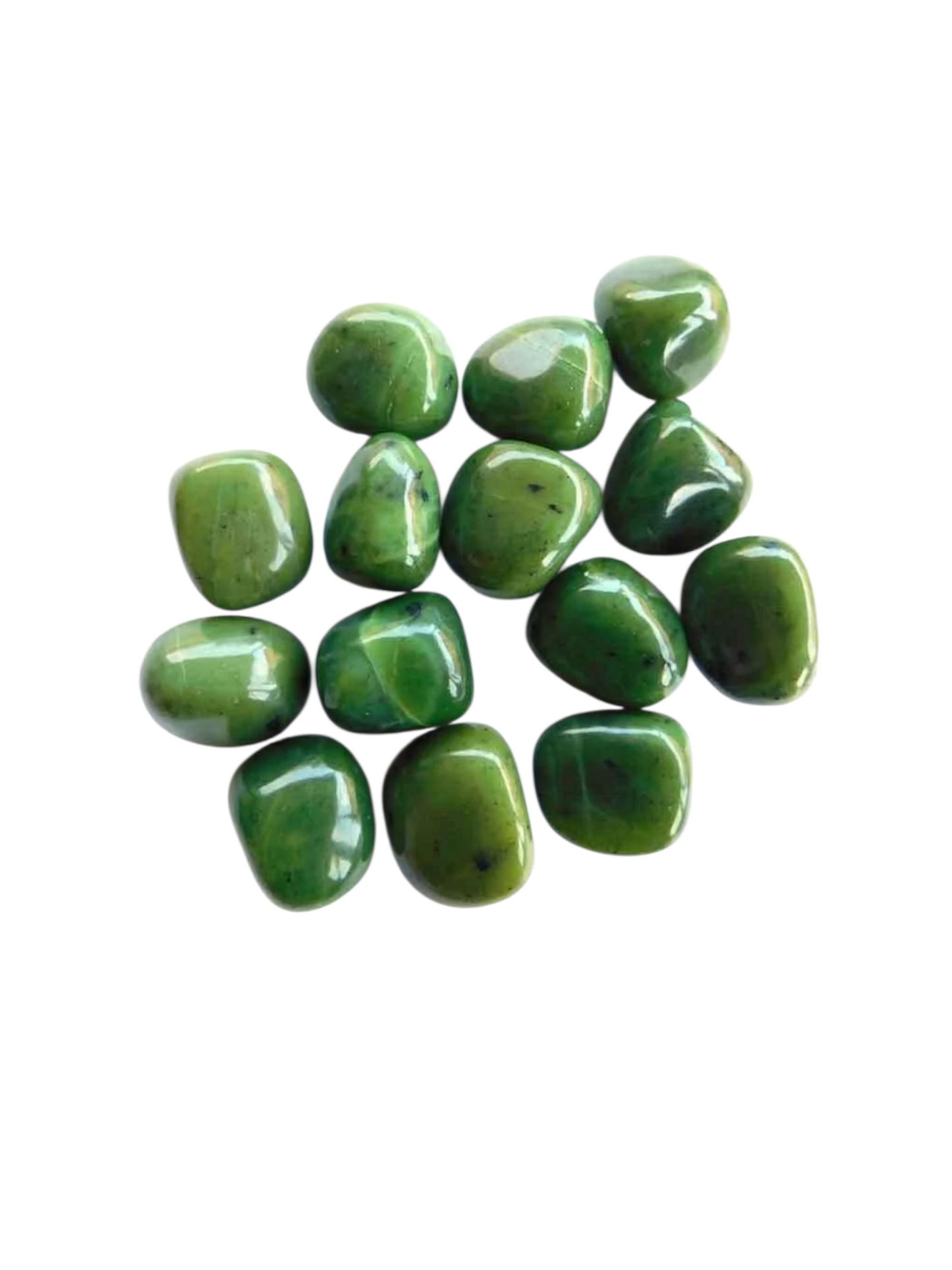 Lot de 10 pierres roulées en jade du Pakistan
